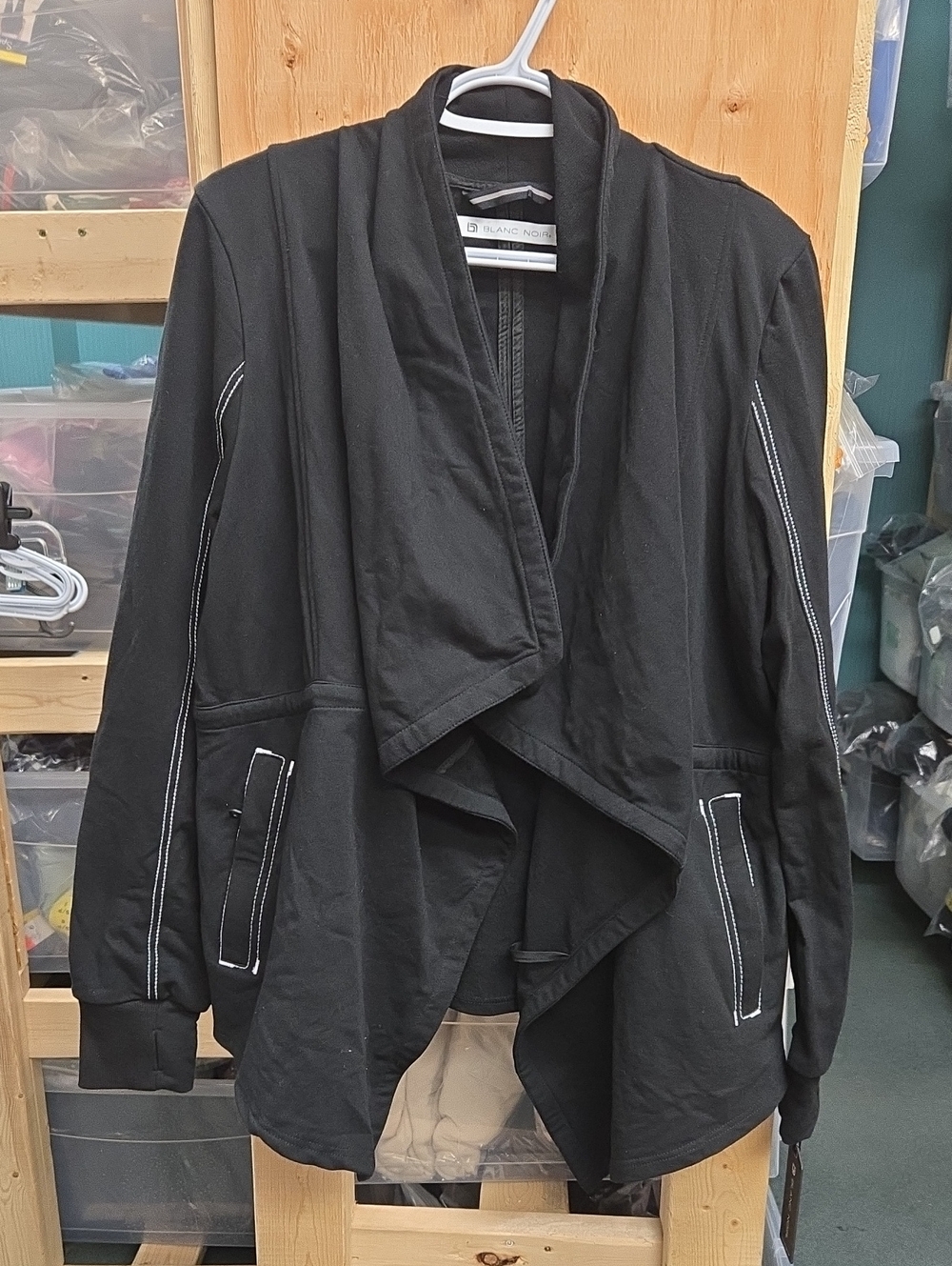 Blanc Noir Size M Black and White Open Cardigan